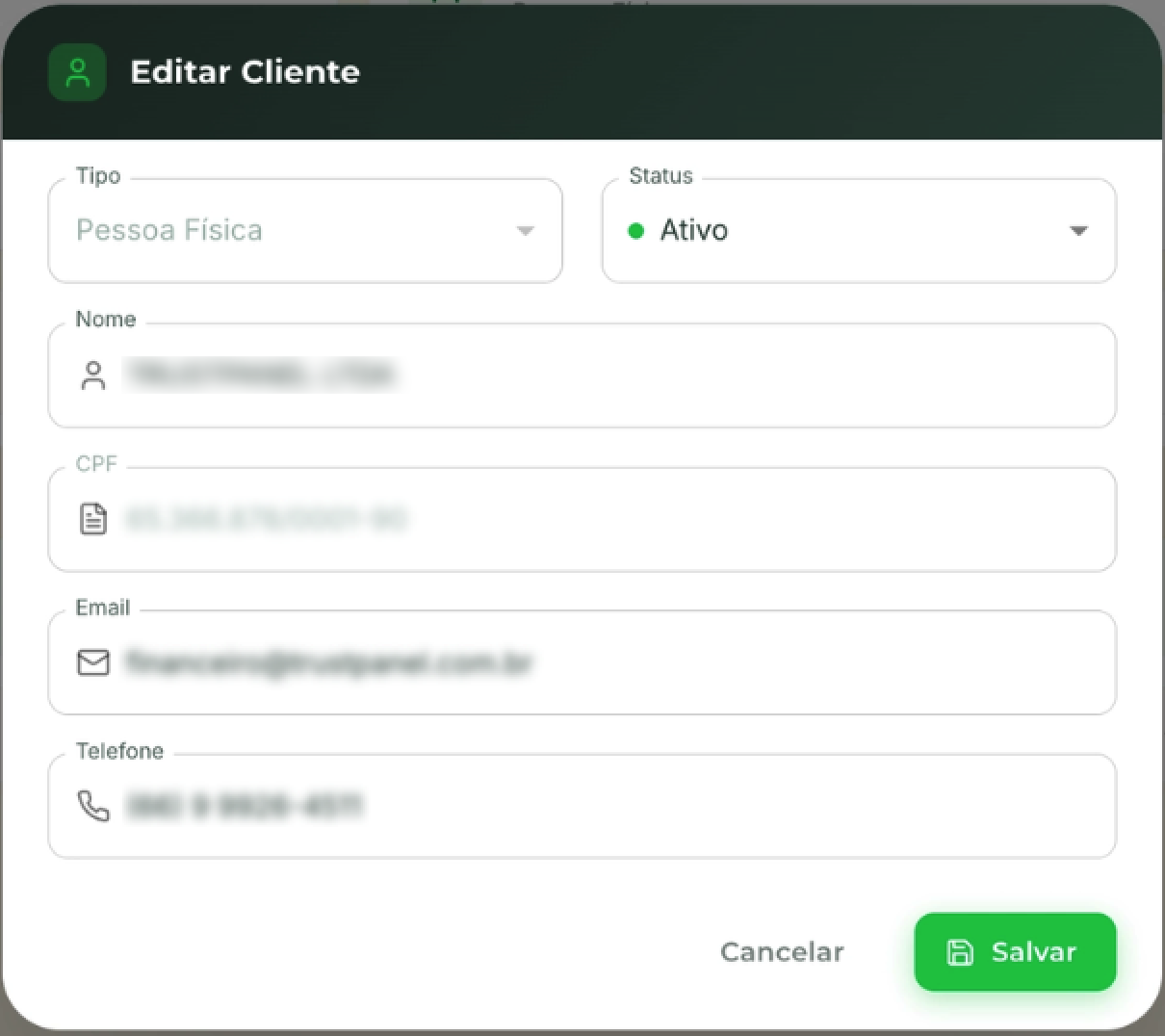 Modal Editar Cliente