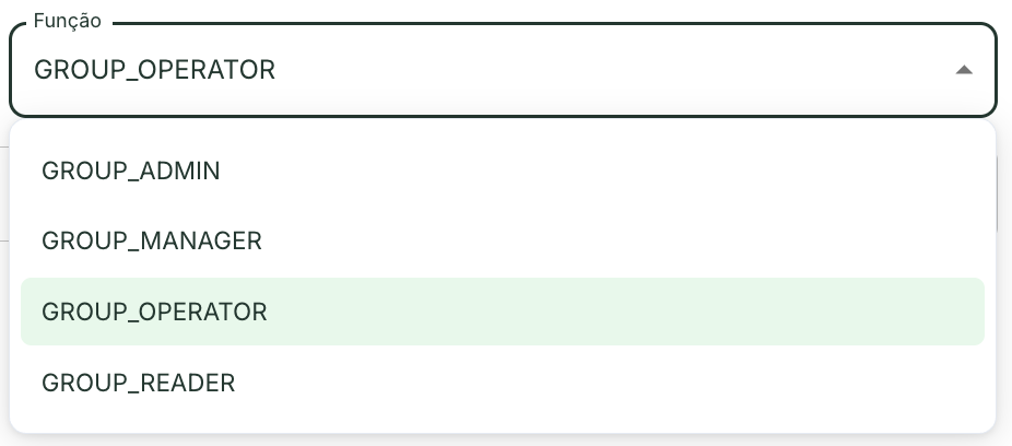 Dropdown de função