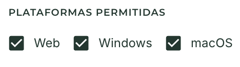 Plataformas permitidas